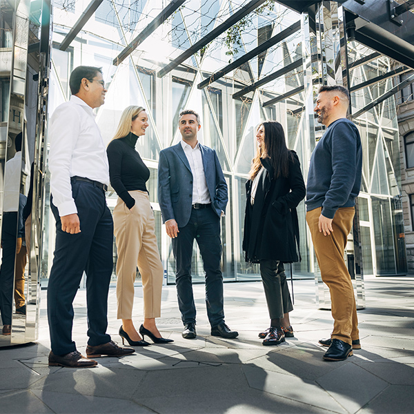 a group of people talking