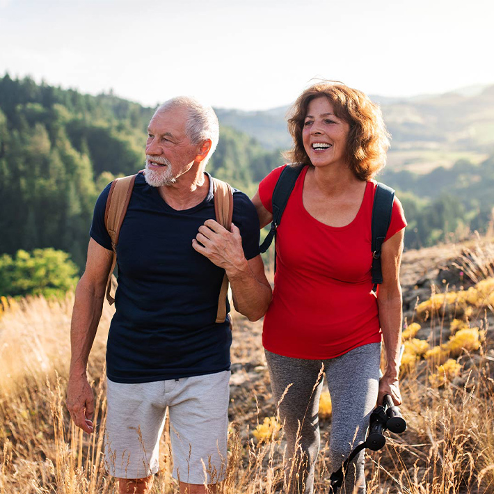 man and woman on a hike