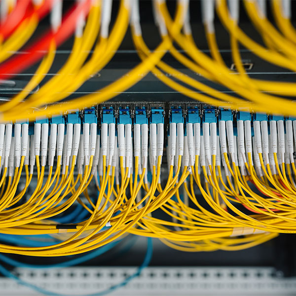 Cables closeup in data center