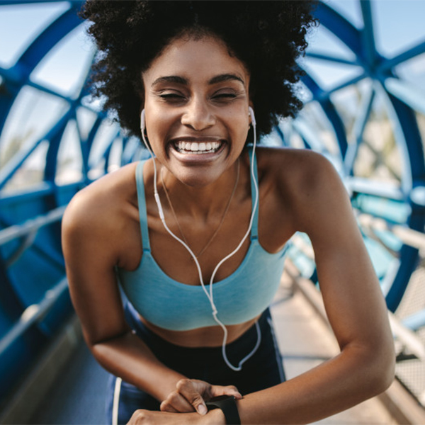 woman getting ready to run