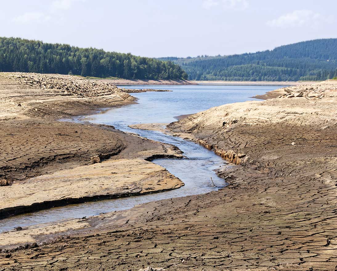 dry lake and river