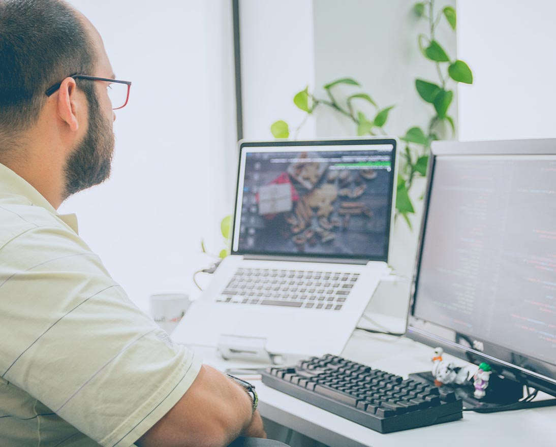 man at work desk