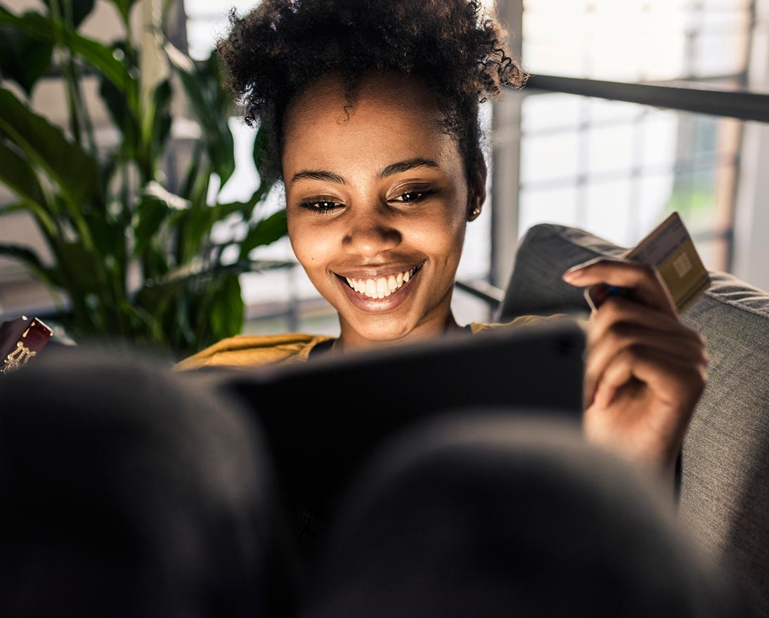 woman is shopping online