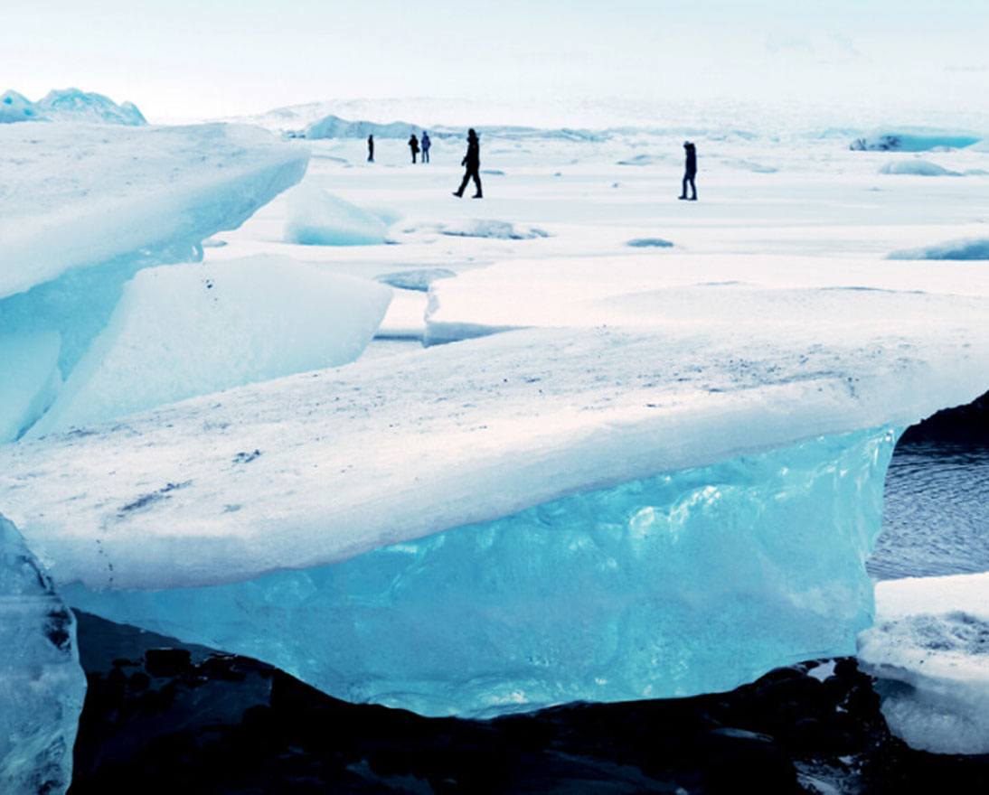 people on glacier