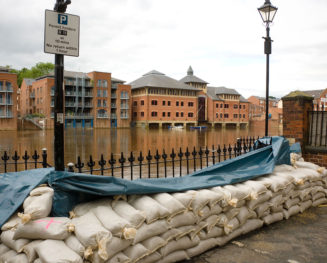 flood and sandbags