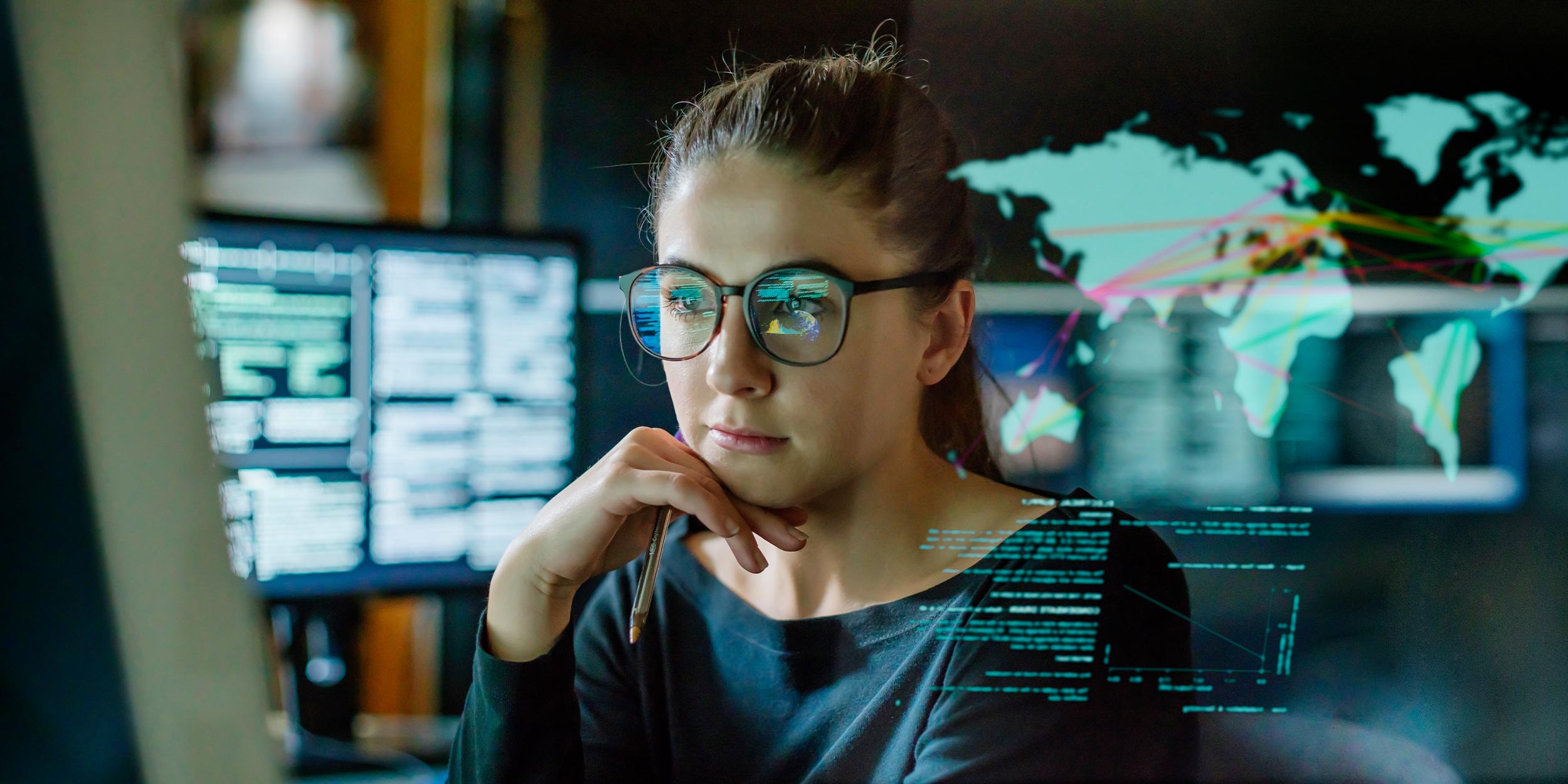 Woman looking at a computer
