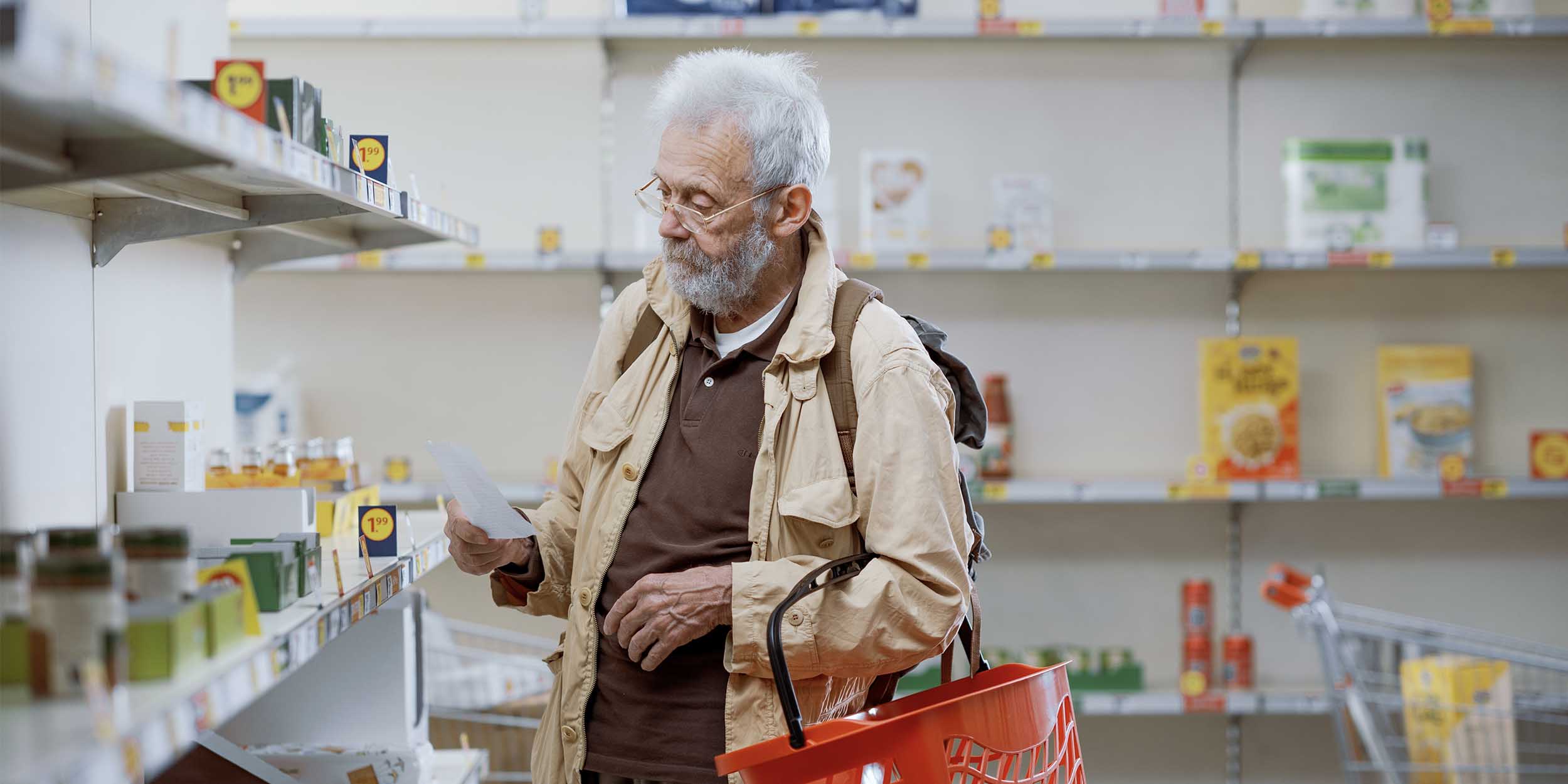 man in the supermarket with list