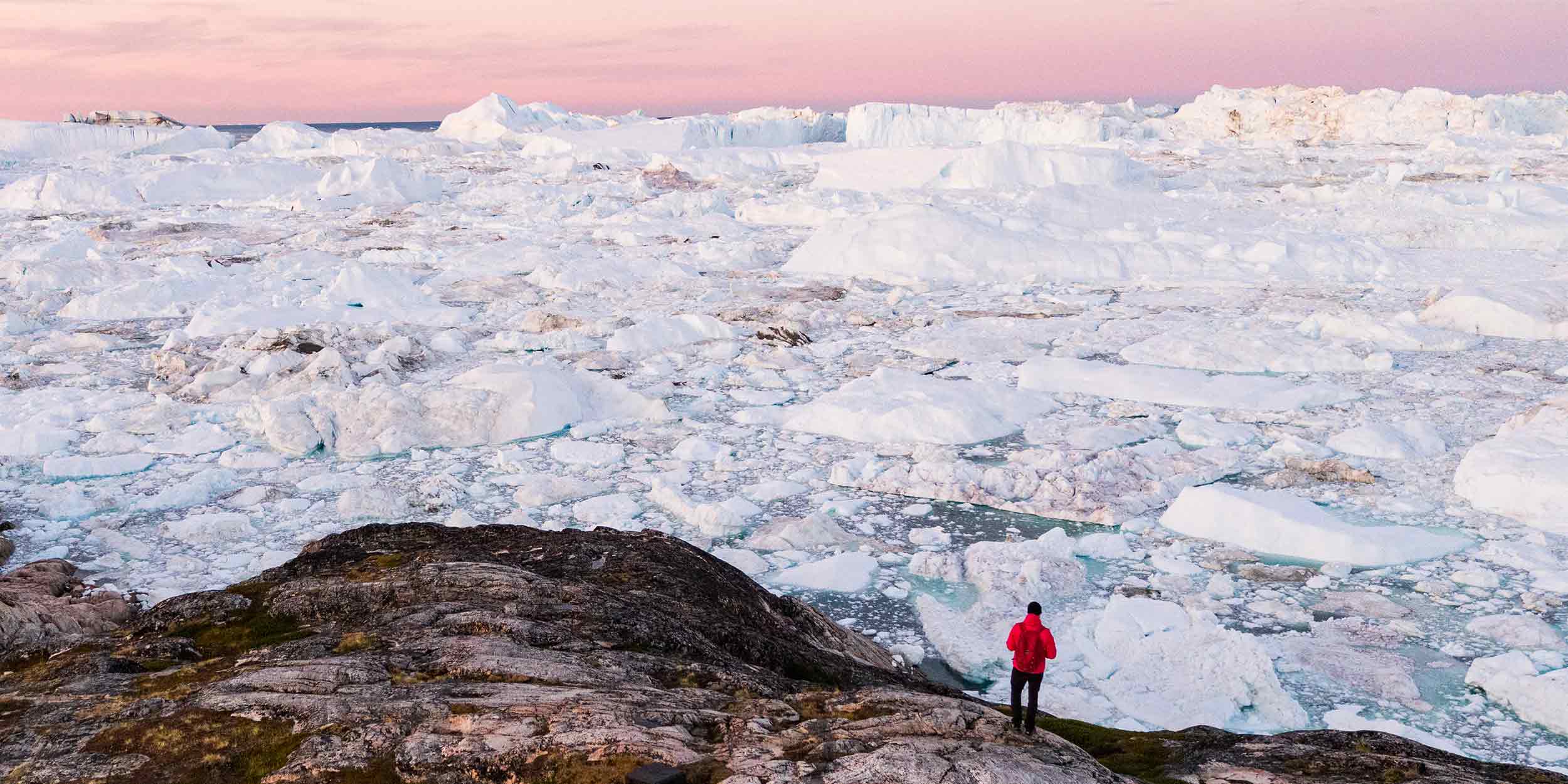 Greenland Iceberg landscape of Ilulissat icefjord with giant icebergs