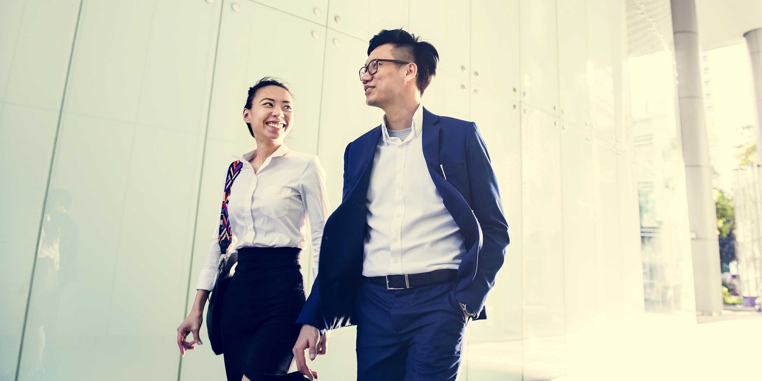 stage man and woman walking