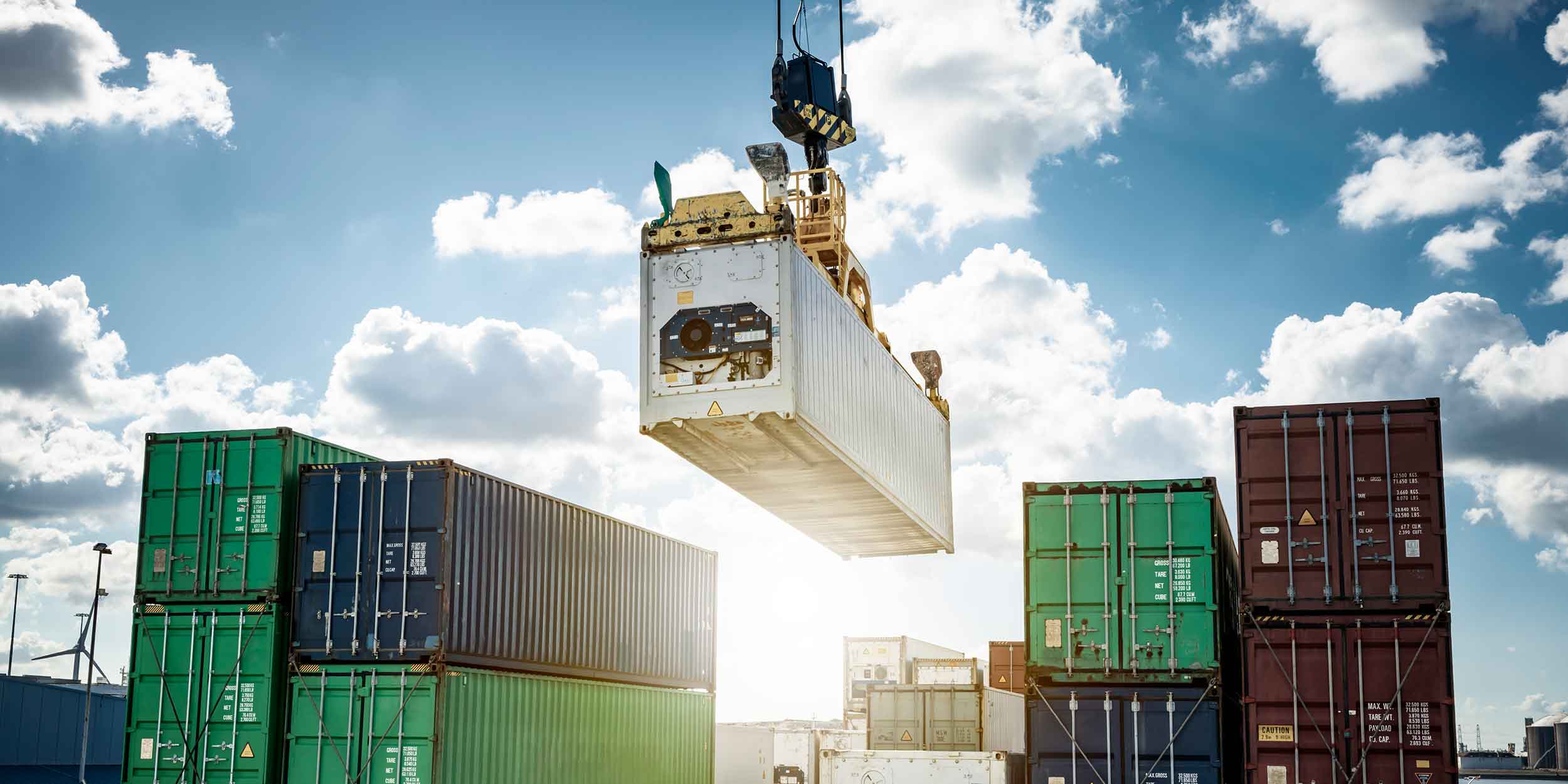 Refrigerated container being loaded on a container ship