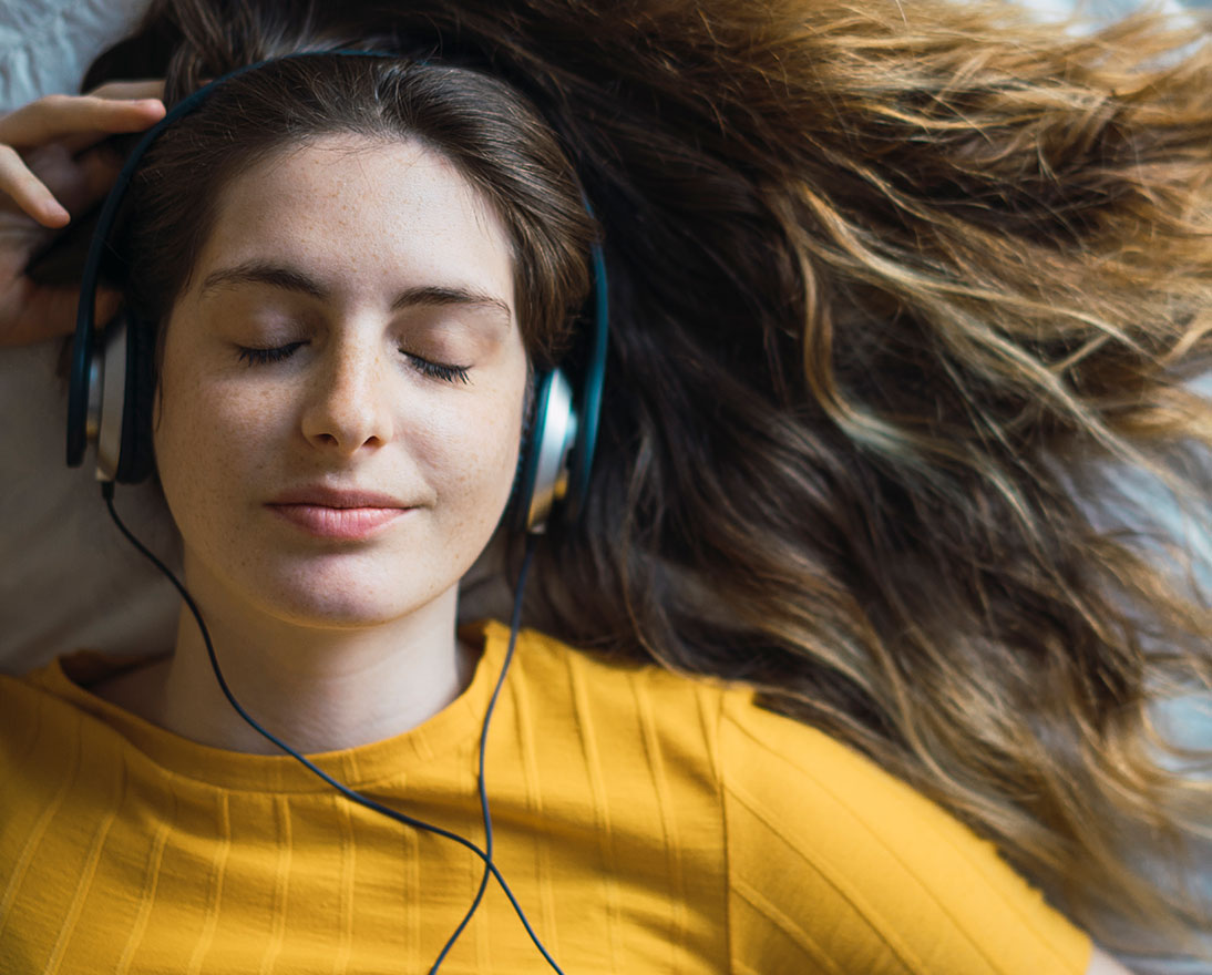 girl with headphones