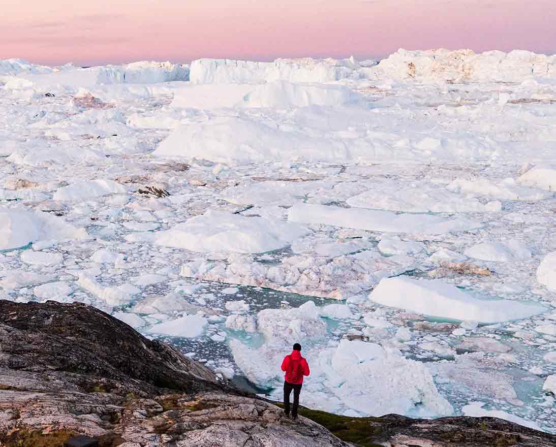 Greenland Iceberg landscape of Ilulissat icefjord with giant icebergs