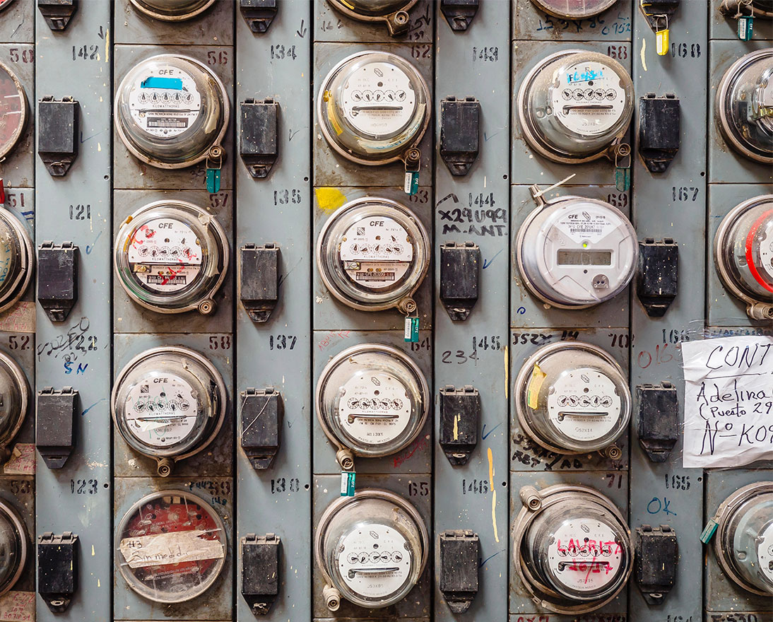 wall full of gas meters