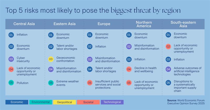 infographic on top 5 risks by region