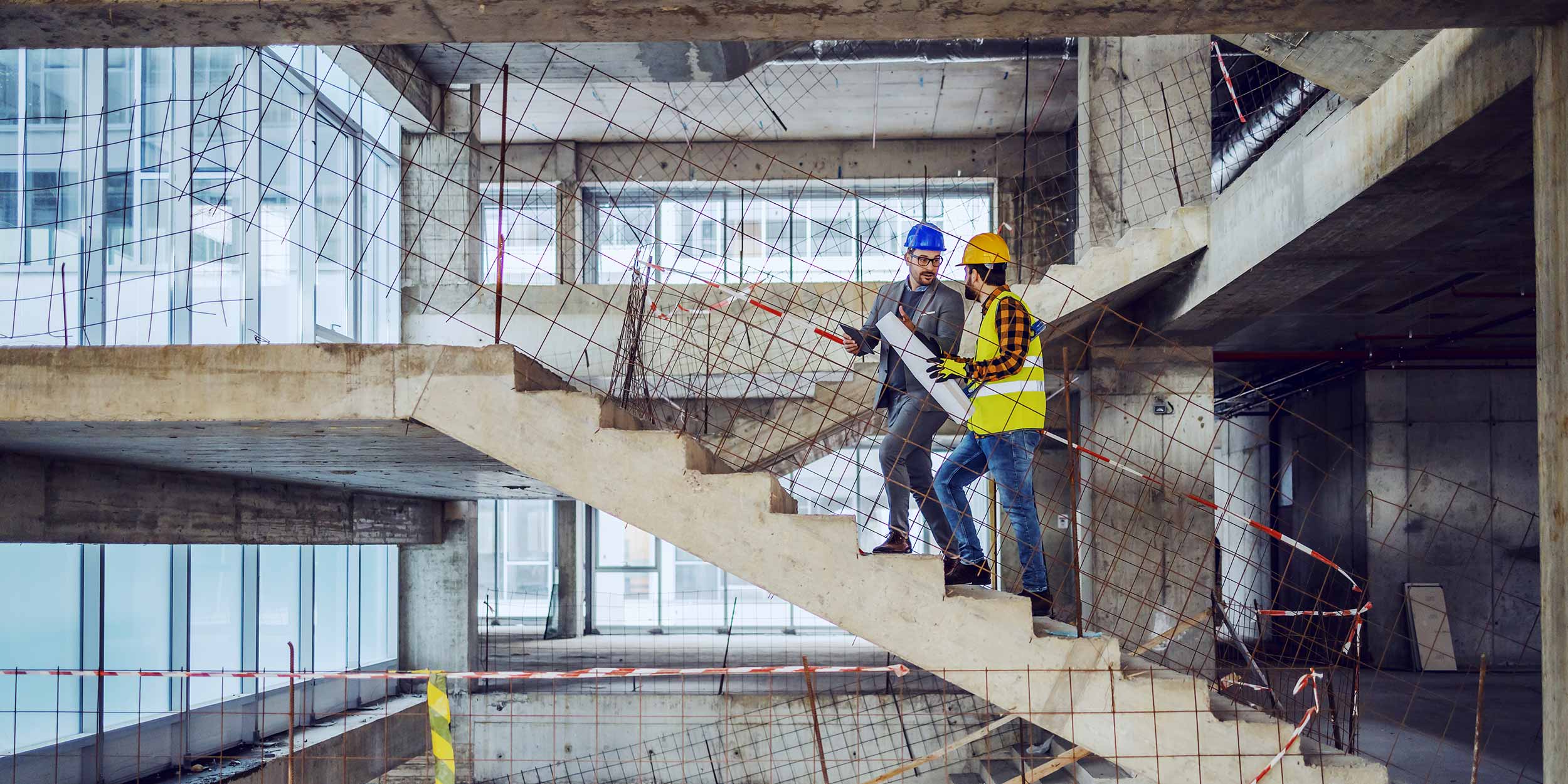 men at building site