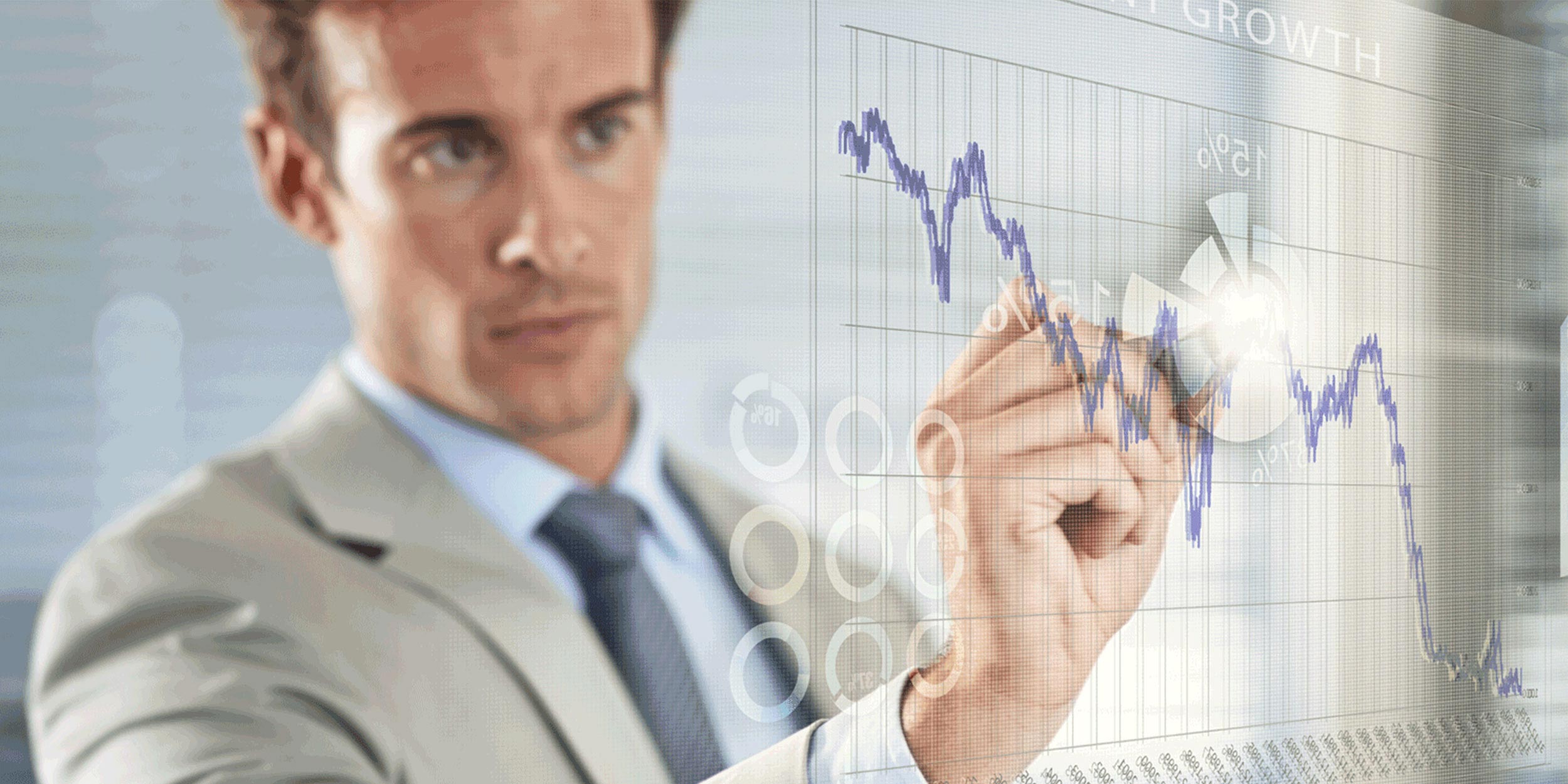 man drawing graph