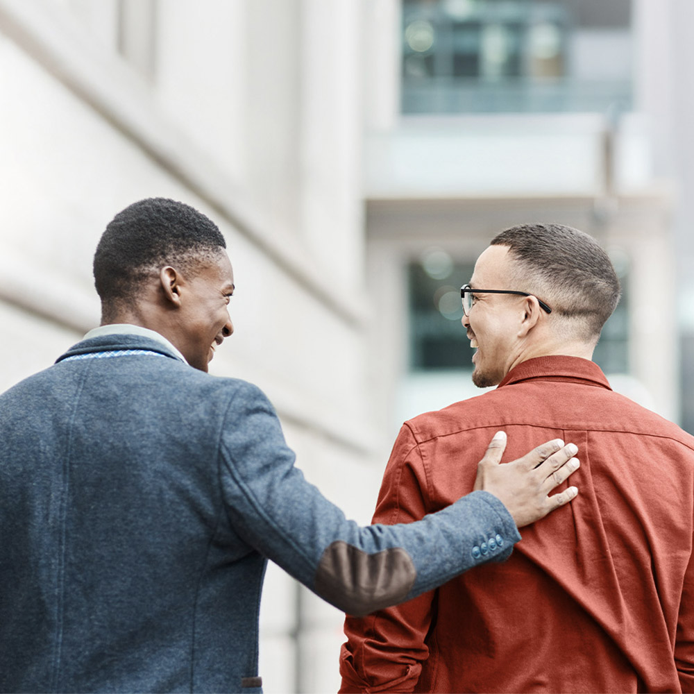 Two men walking together