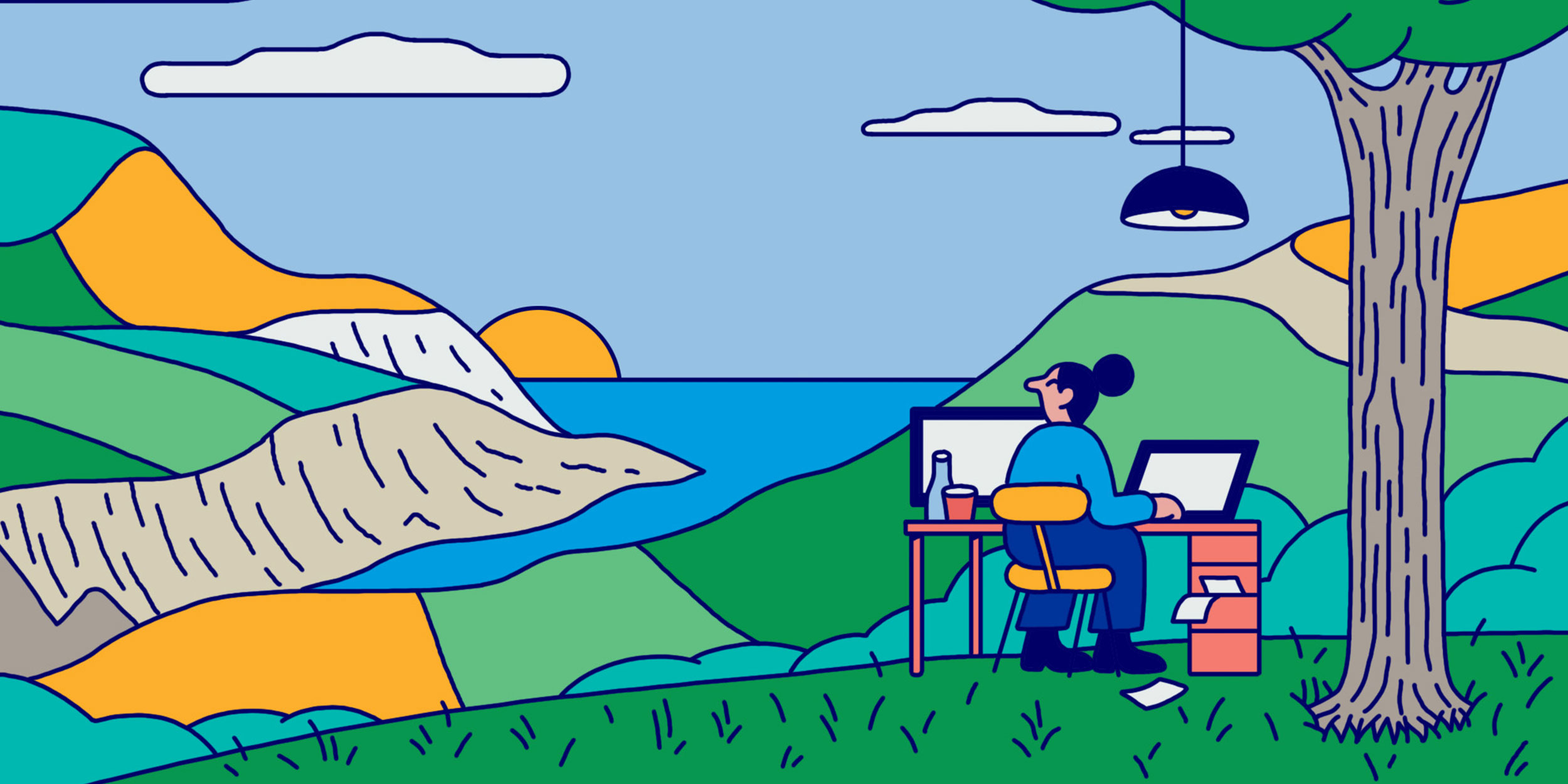illustration working outside