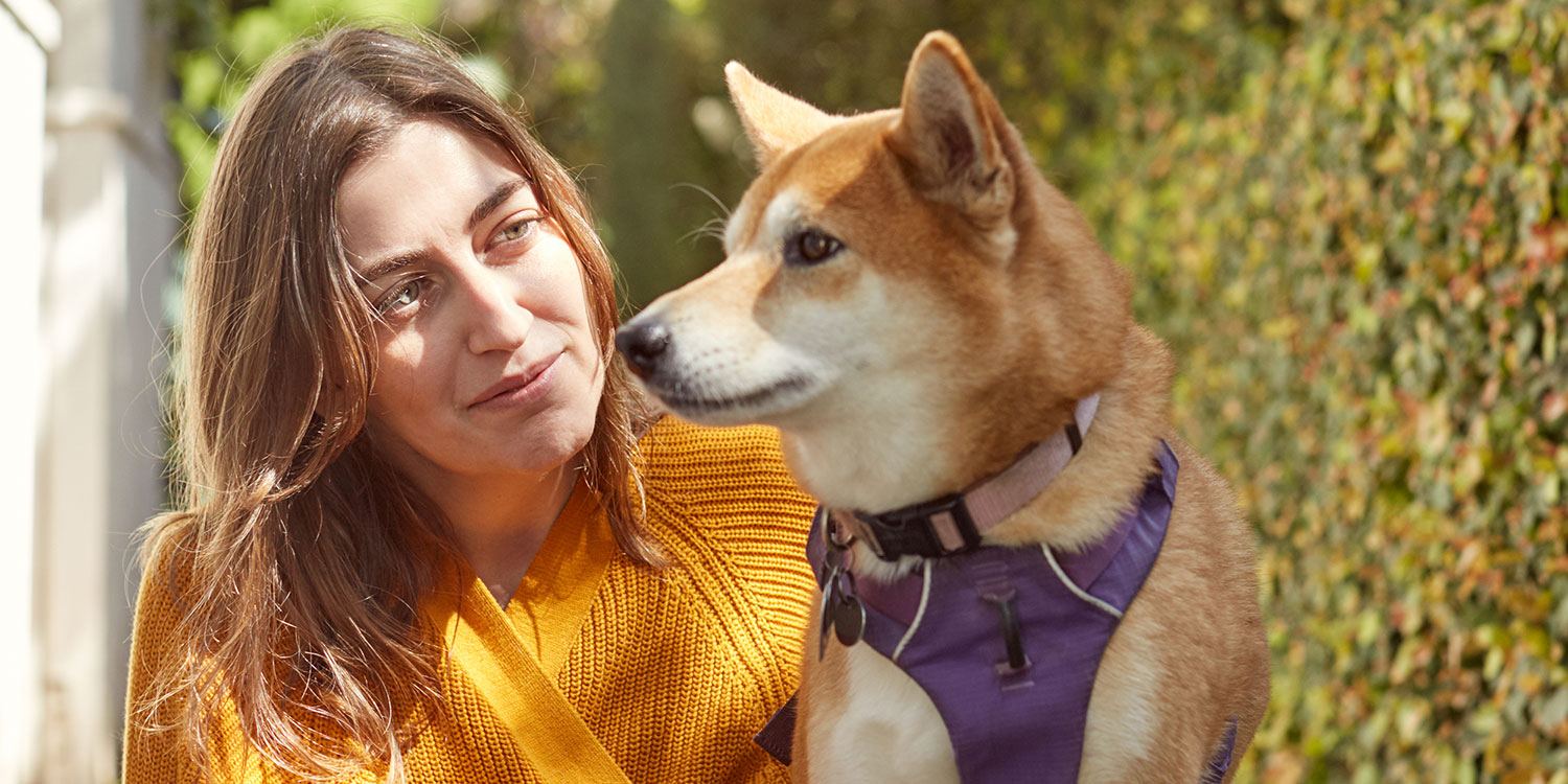 portrait of a woman and a dog