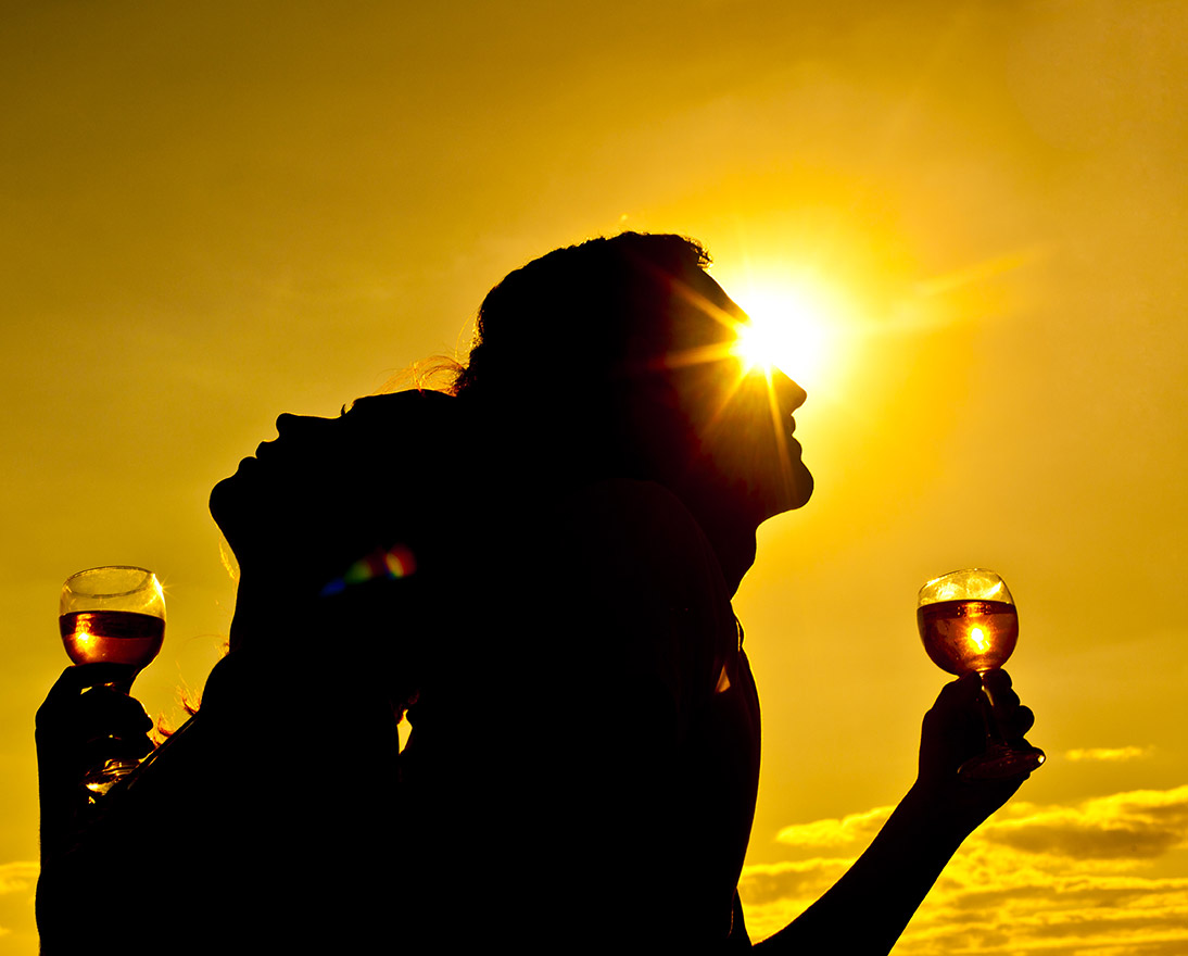 drinking wine in the sun
