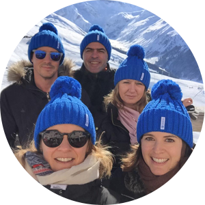 Group of people wearing Zurich's bobble hat