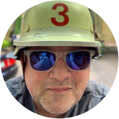 Christian Klobetanz in his firefighter gear 