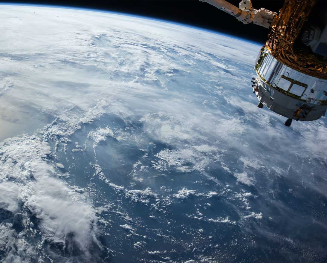 Satellite in space looking down on Earth