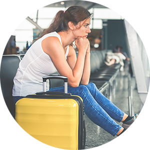 Annoyed woman at the airport
