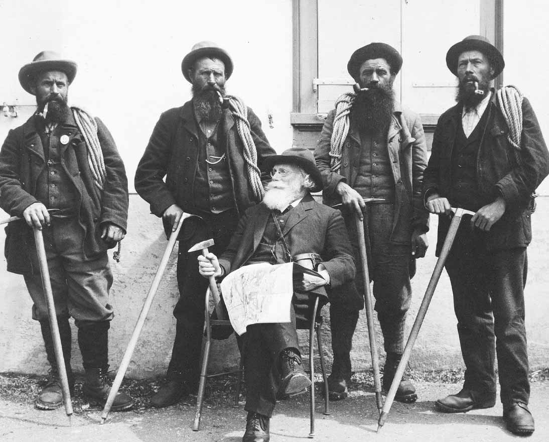 Vintage photo of mountain guides
