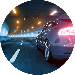 Electric vehicle in tunnel