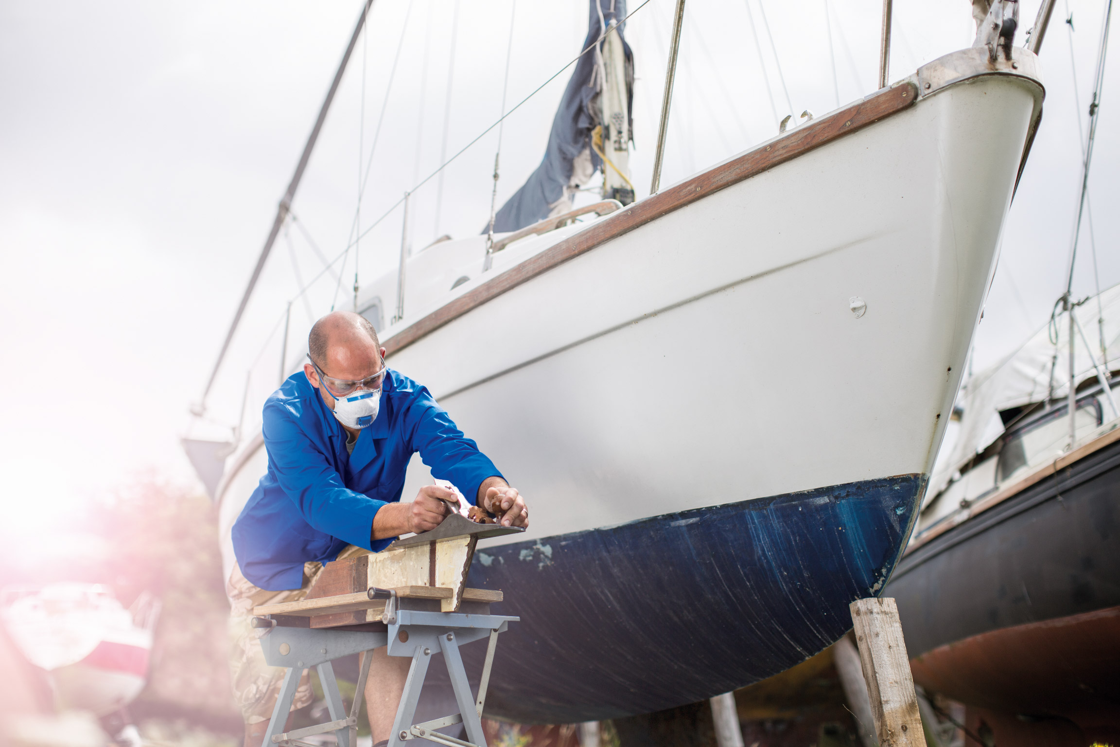 Man working on a boat