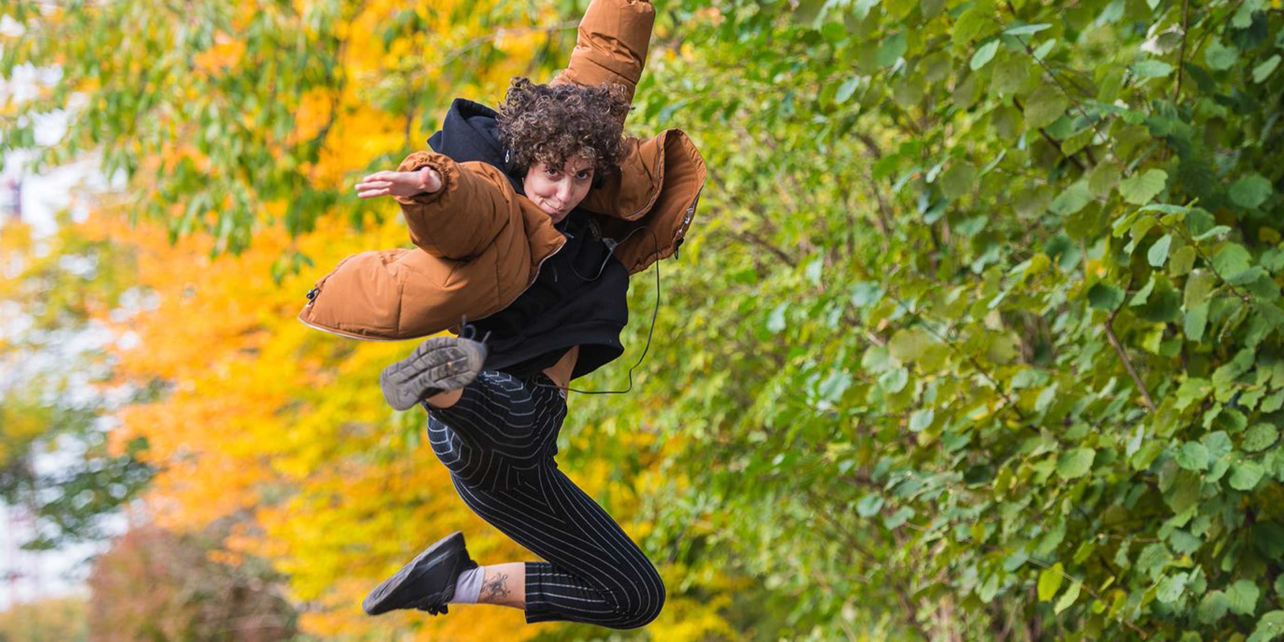 woman jumping in the air