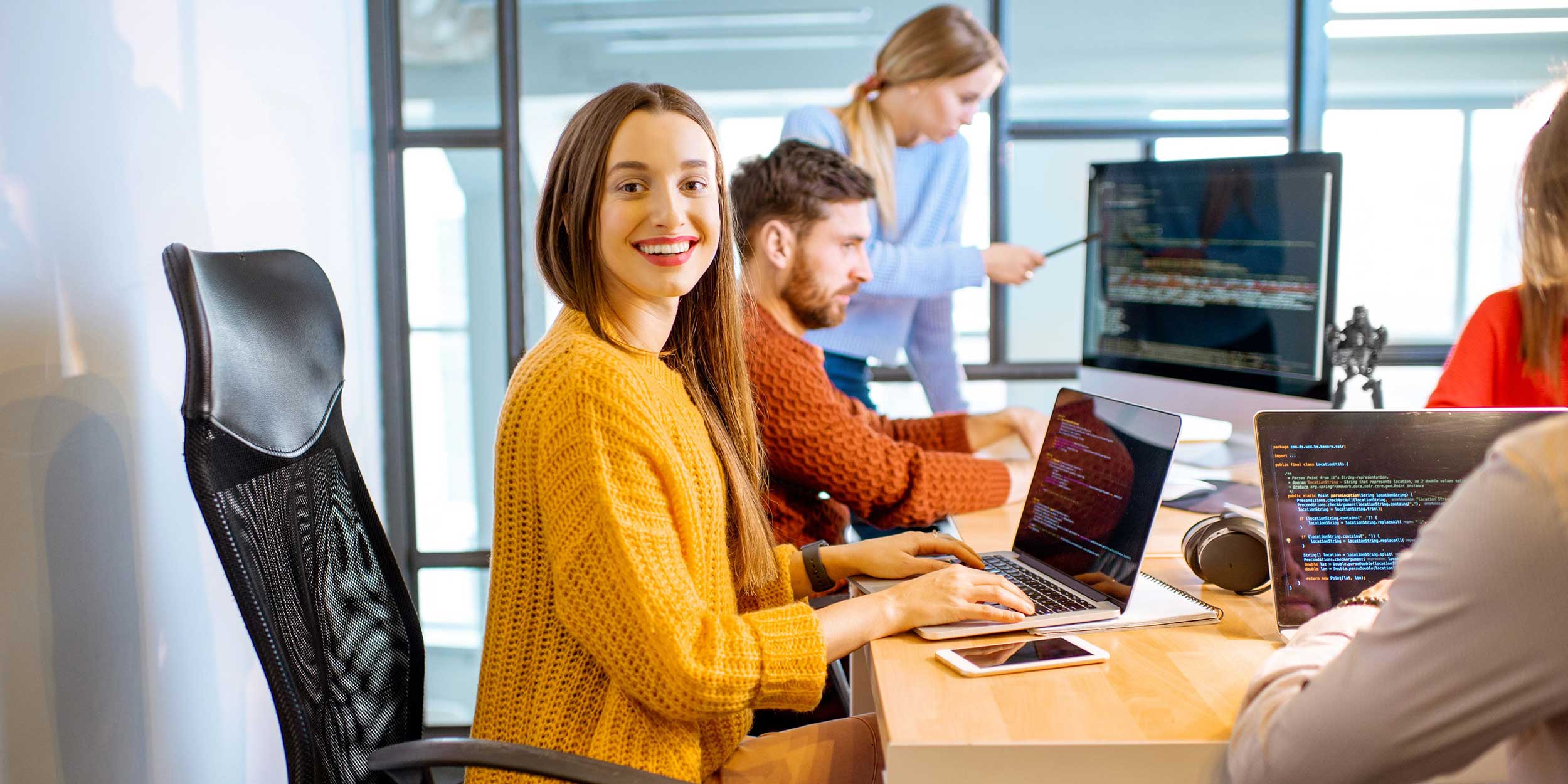woman working on laptop