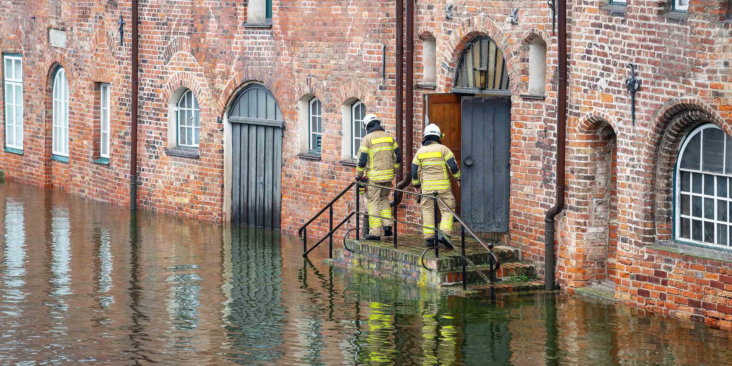 High water flooding the old town of Lubeck