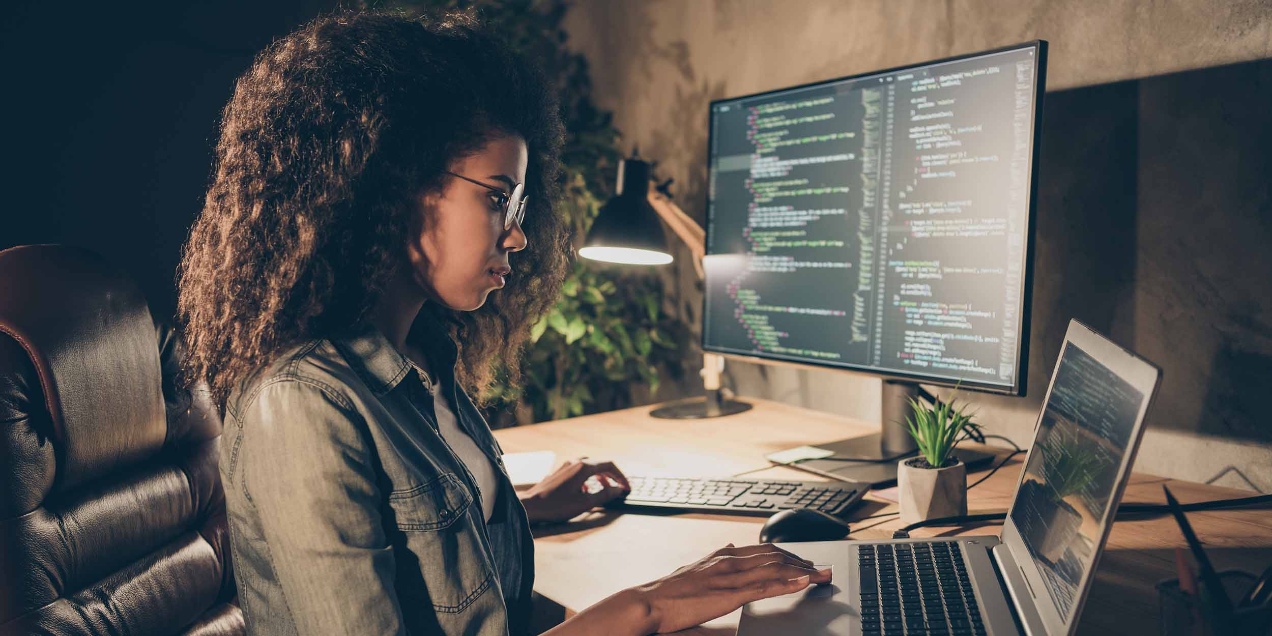 woman working on a laptop