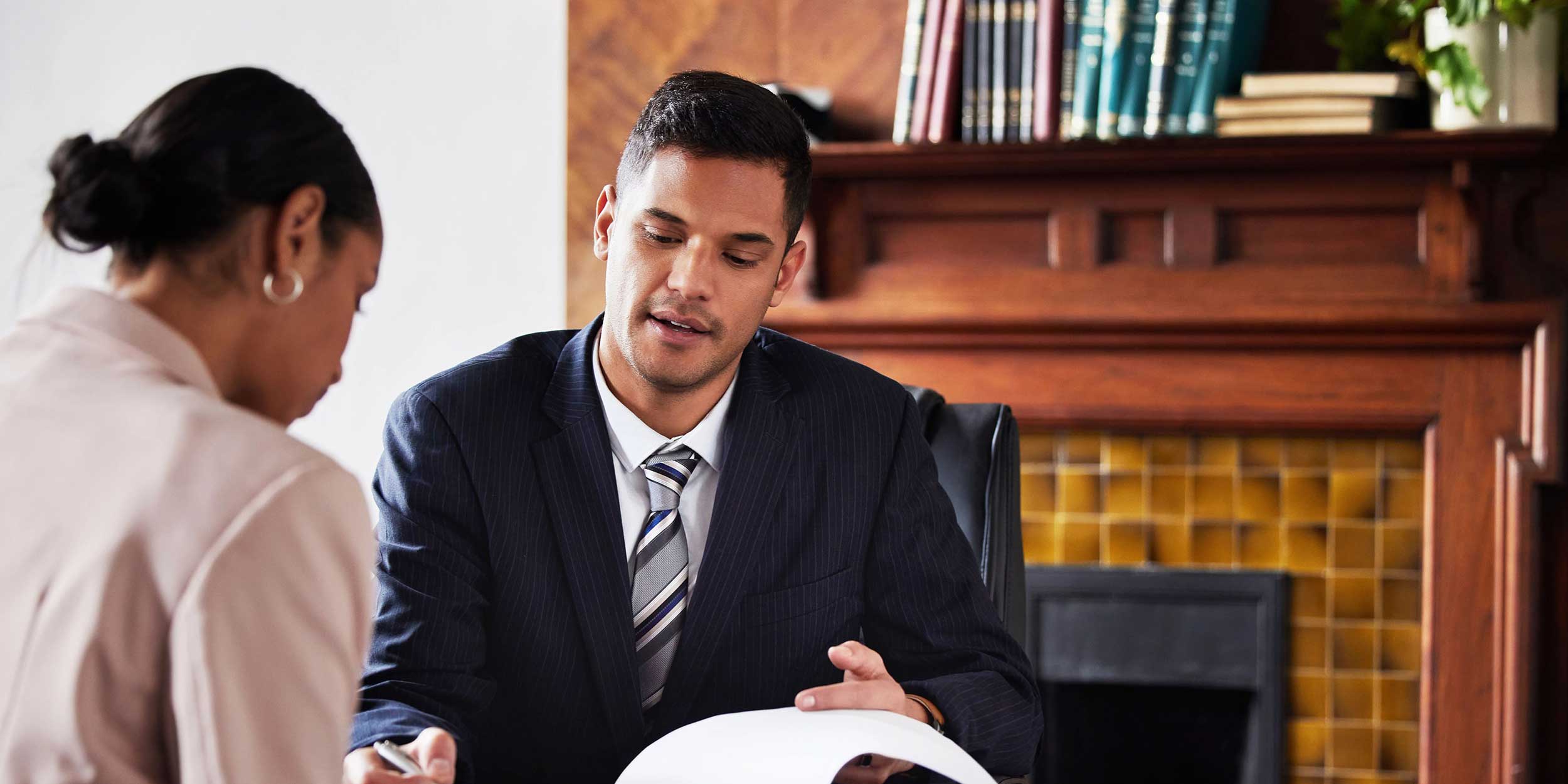 two people going through a contract
