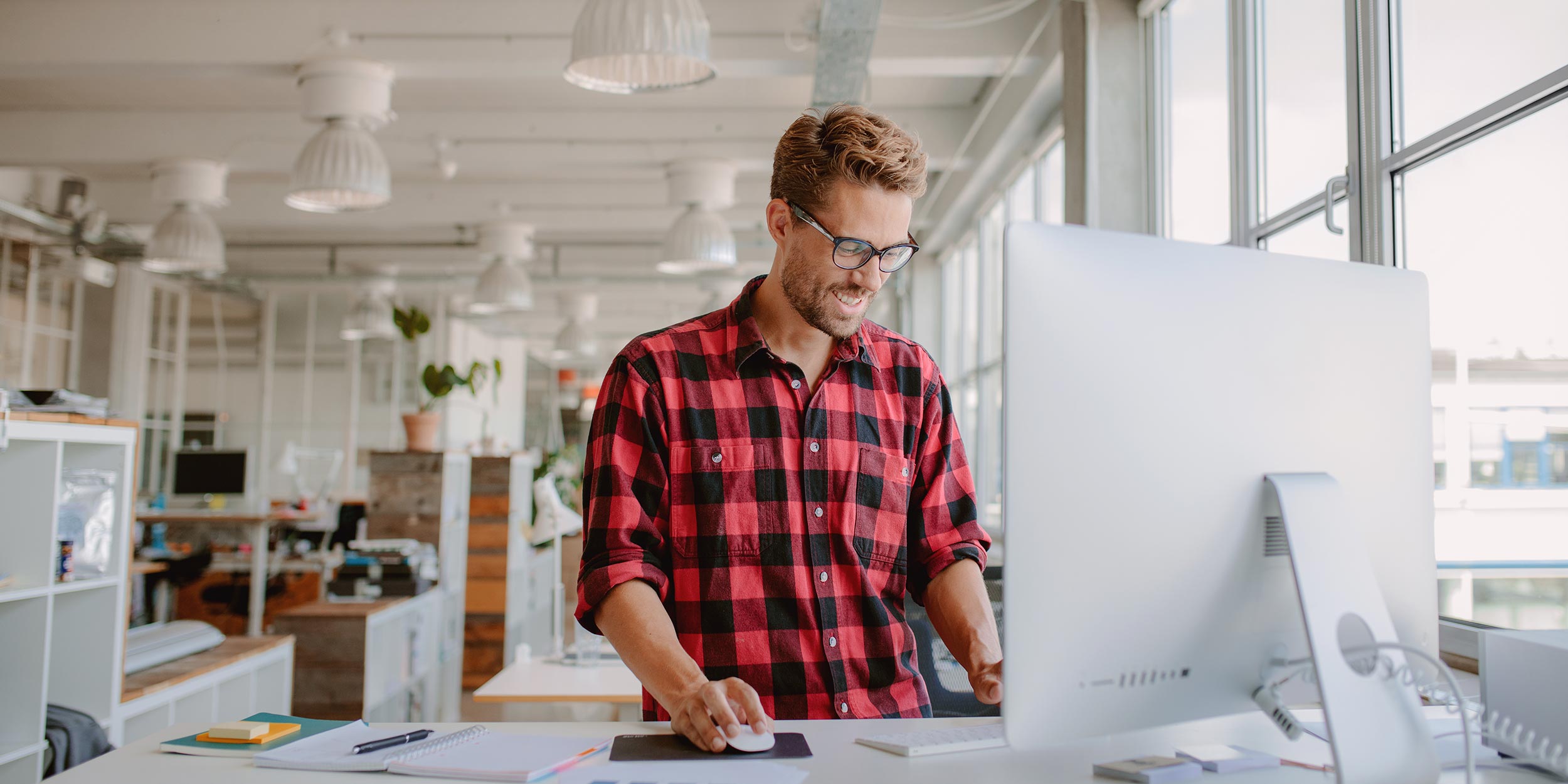 man working on a computer