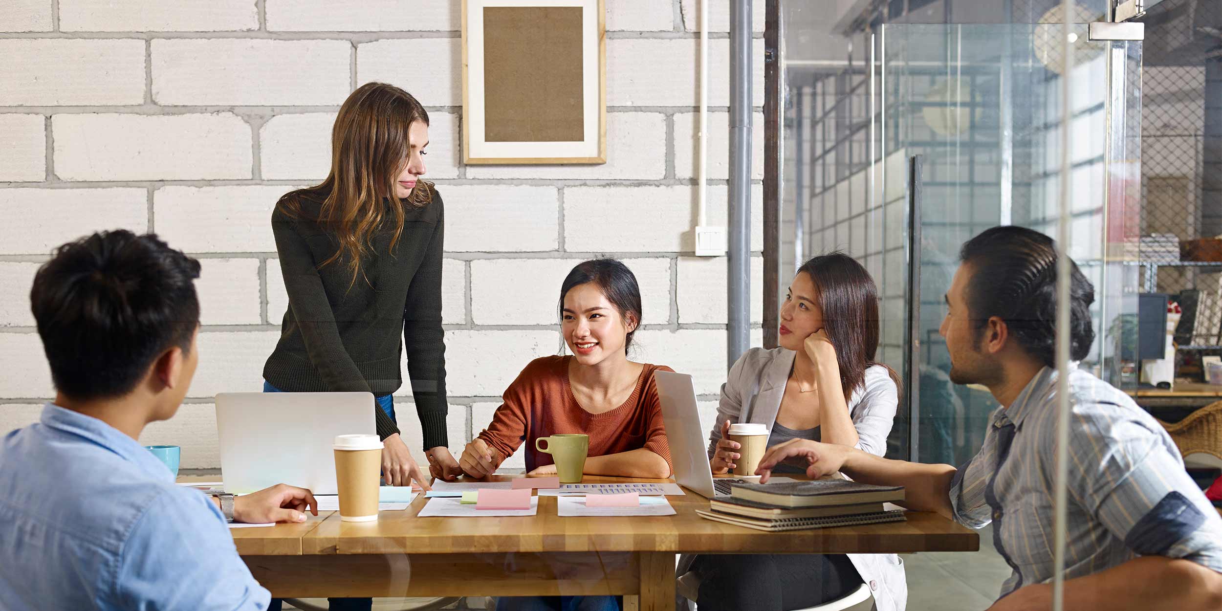 a team having a chat