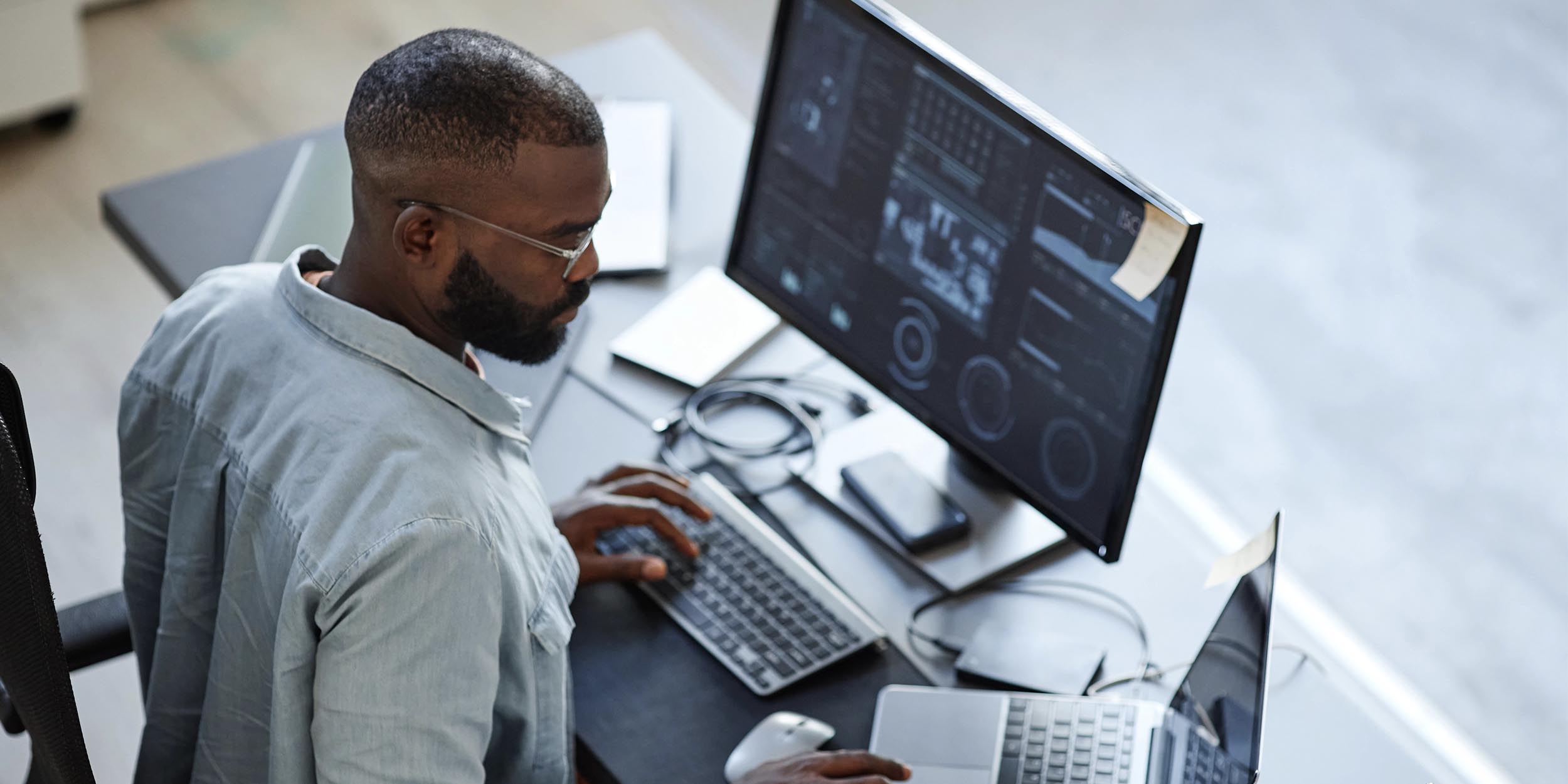 man working on the laptop