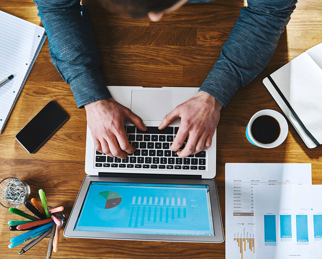 man working on laptop