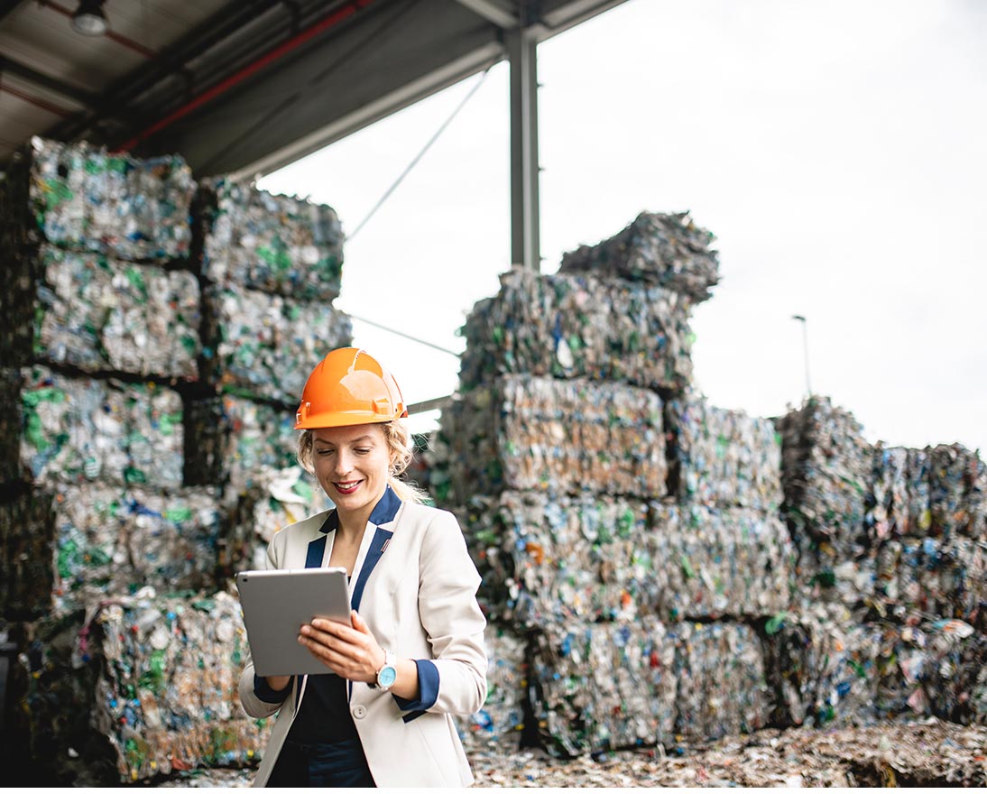 female environmental expert using digital tablet
