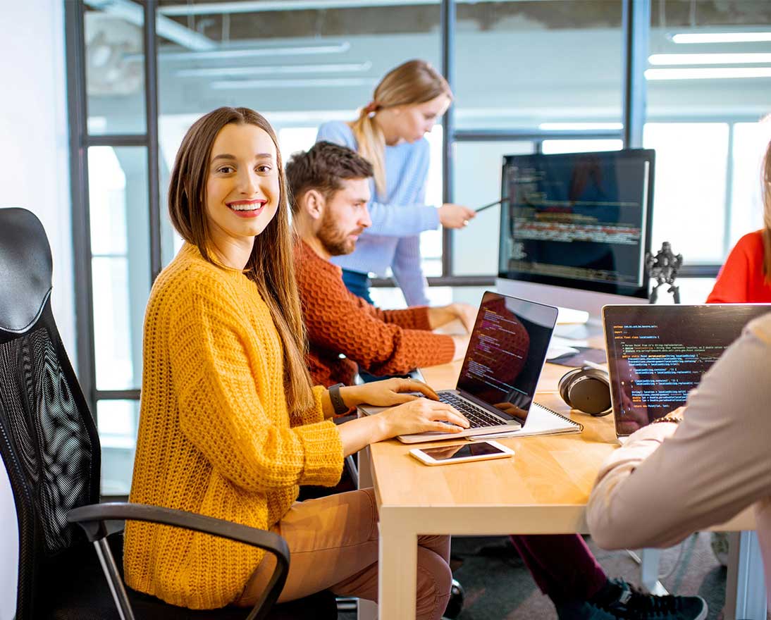 woman working on laptop