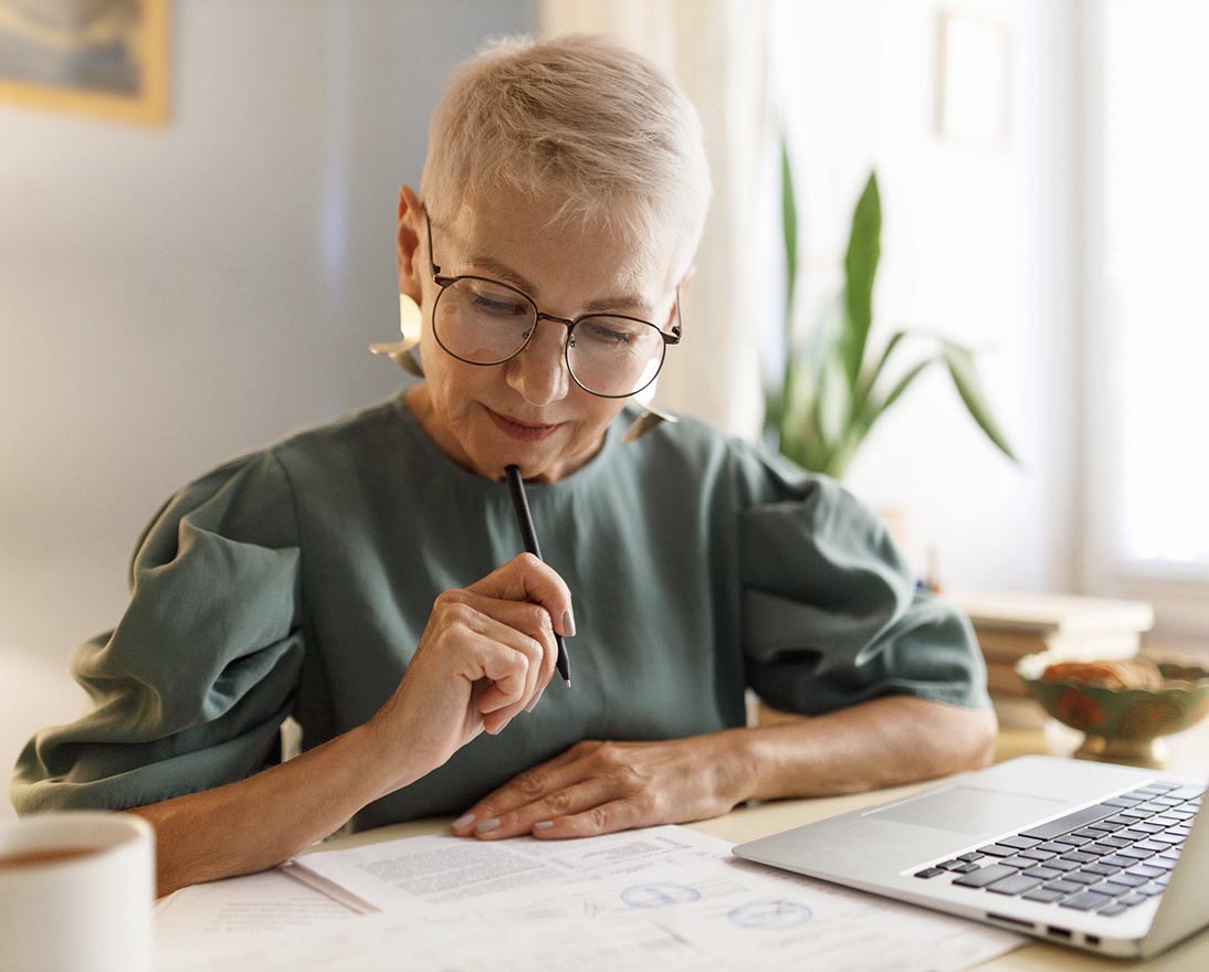 woman is working on some paper work