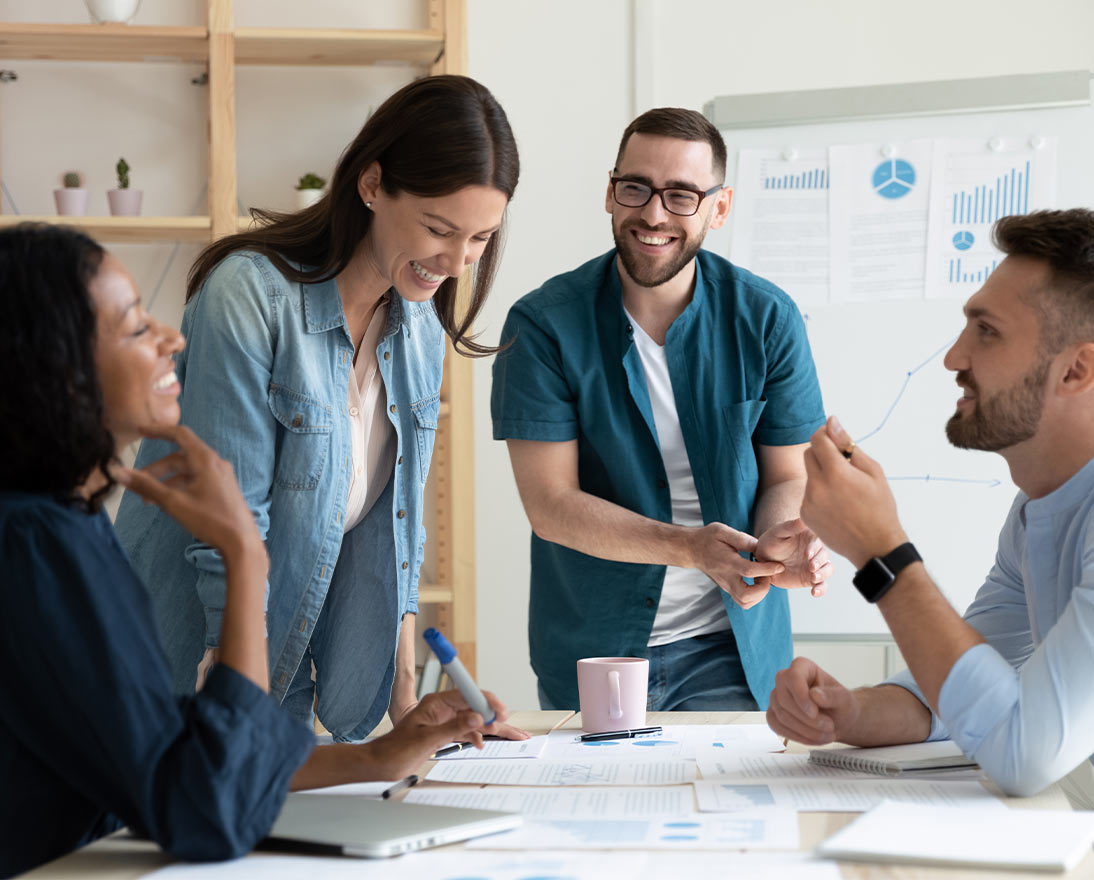 group of colleagues working together