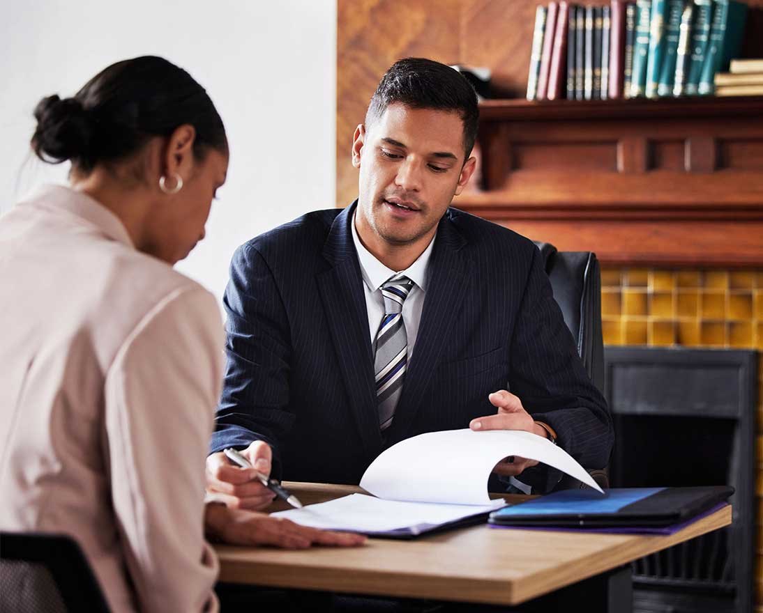 two people going through a contract