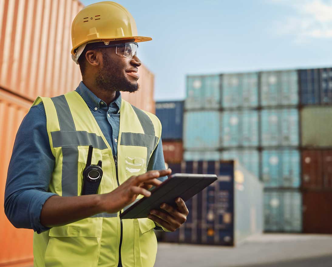 engineer working on tablet