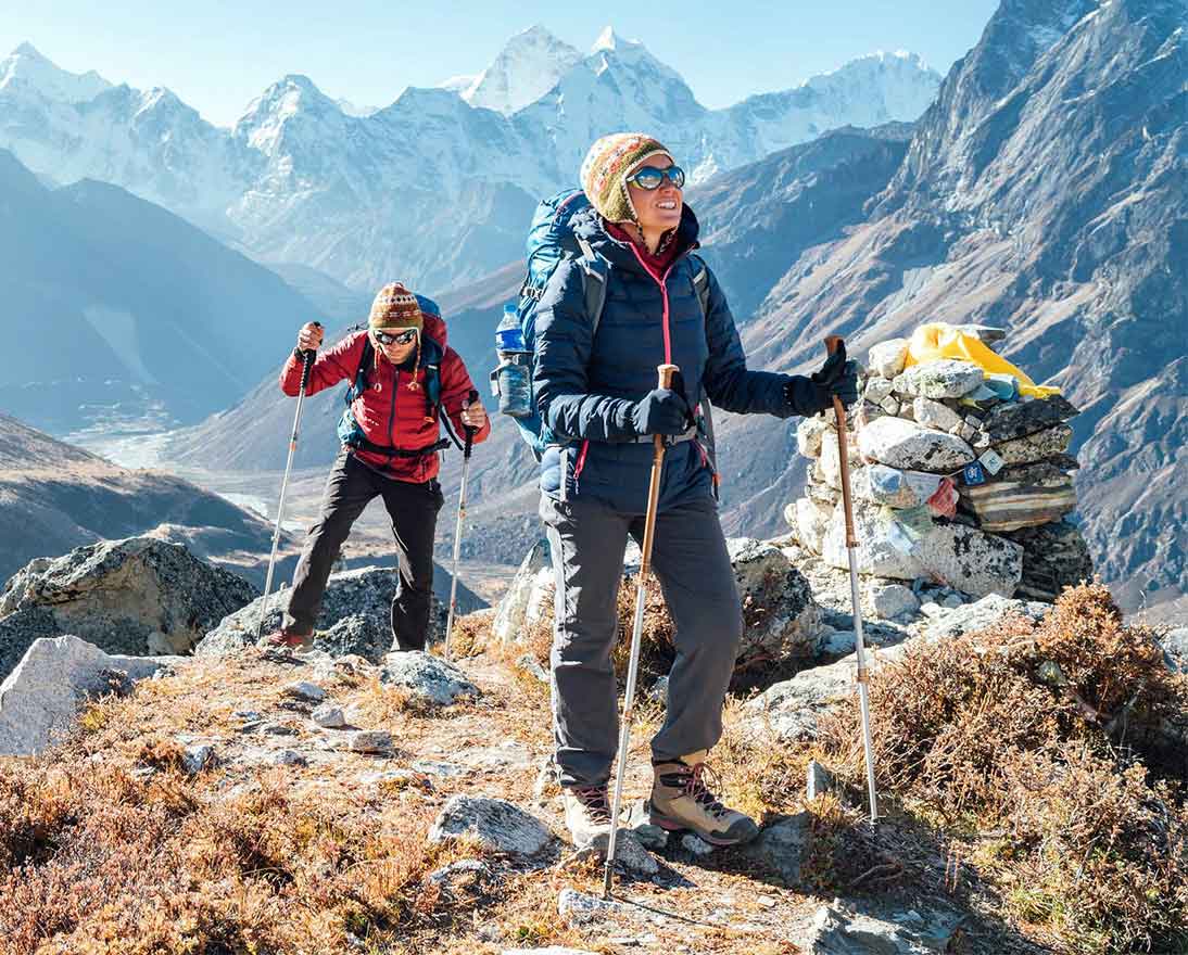 couple following trekking route
