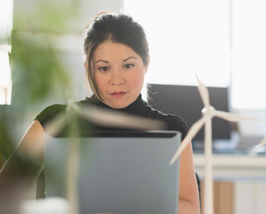 woman working on laptop