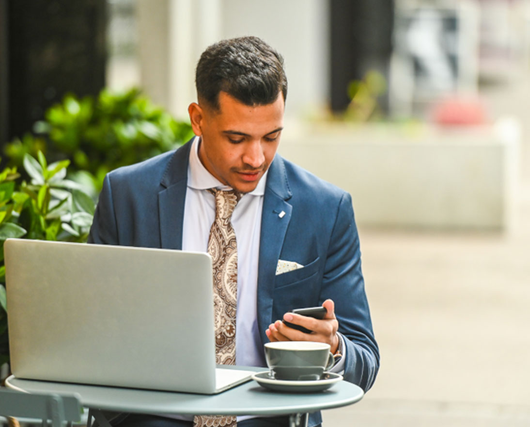 man checking his phone