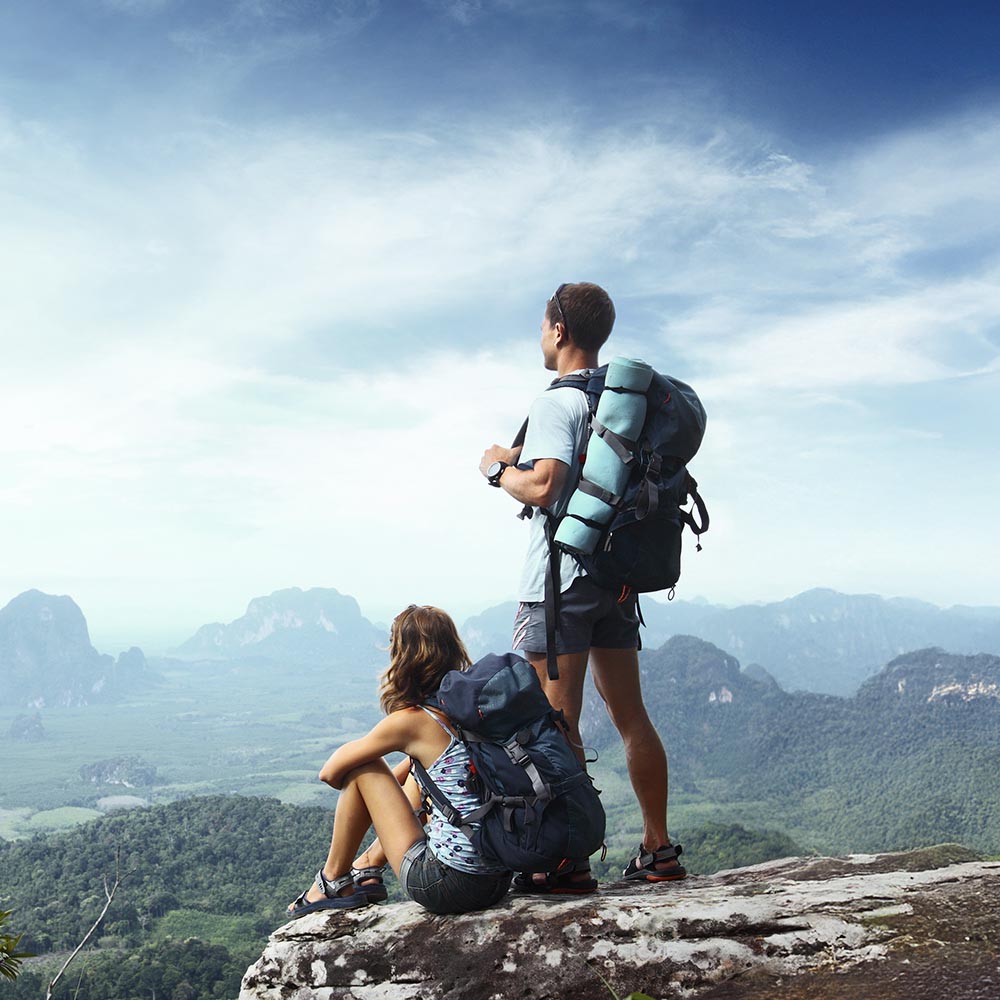 couple on the top during a hike